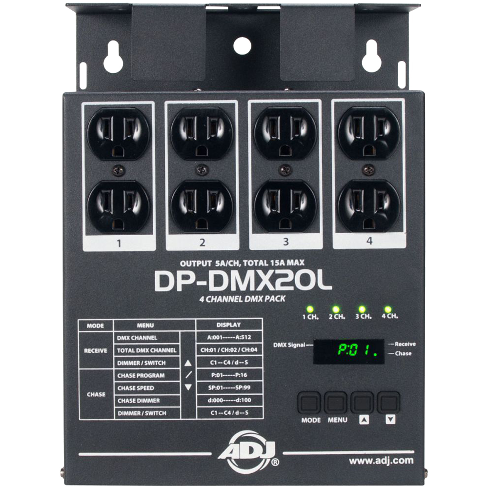 ADJ DP-DMX20L 4 Channel Portable and Universal DMX Dimmer/Switch Pack