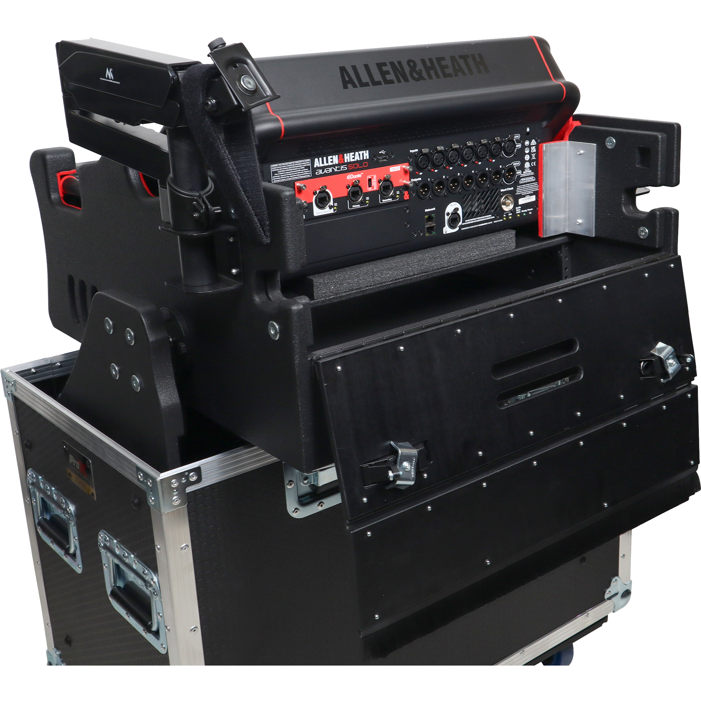 ProX Allen and Heath AVANTIS SOLO Flip-Ready Hydraulic Console Easy Retracting Lifting w/ 2U Rack Space Case by ZCASE